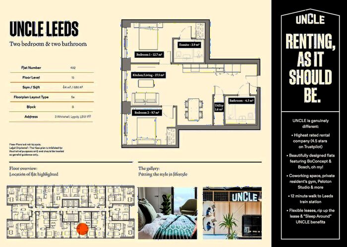2 Bedroom Flat To Rent In Uncle Leeds, Whitehall, LS12