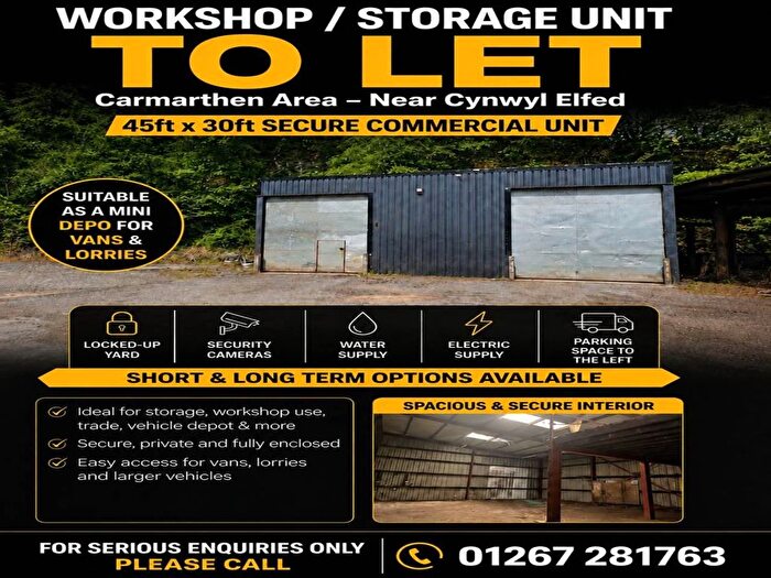 Garage / Parking To Rent In Cynwyl Road, Carmarthen, SA33