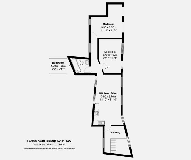 2 Bedroom Flat To Rent In Cross Road, Sidcup, DA14