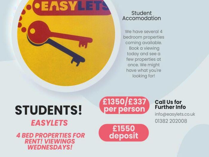 4 Bedroom House To Rent In Bed Student Property, , Dundee, DD1