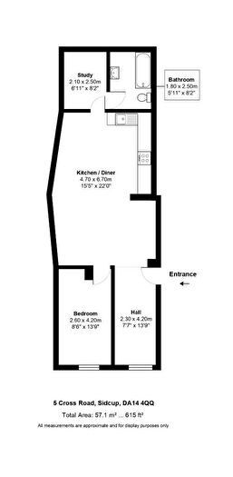 1 Bedroom Flat To Rent In Cross Road, Sidcup, Kent, DA14