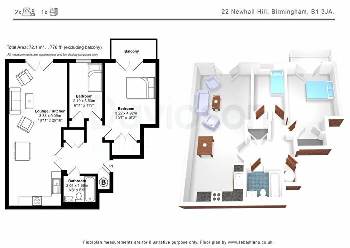 2 Bedroom Flat To Rent In Newhall Hill, Birmingham, B1